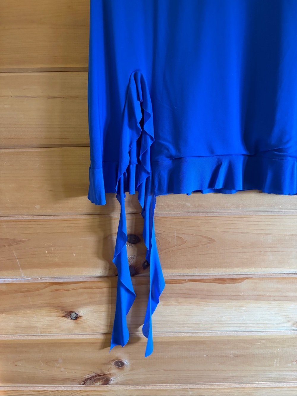 Amazon Blue deep v, leg split, Ruffle Mini Dress - Picture 4 of 6